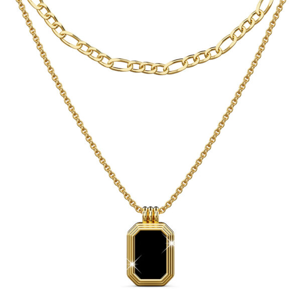 Gilded Noir Black Shell Necklace in Gold