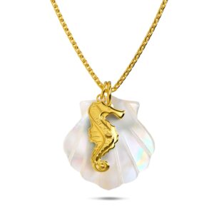 Pearl Shell & Gold Seahorse Necklace