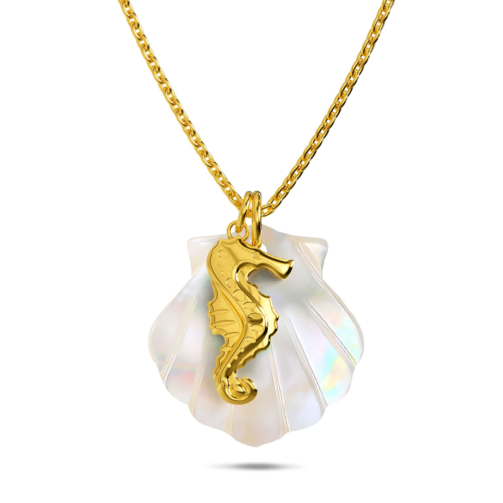 Pearl Shell & Gold Seahorse Necklace