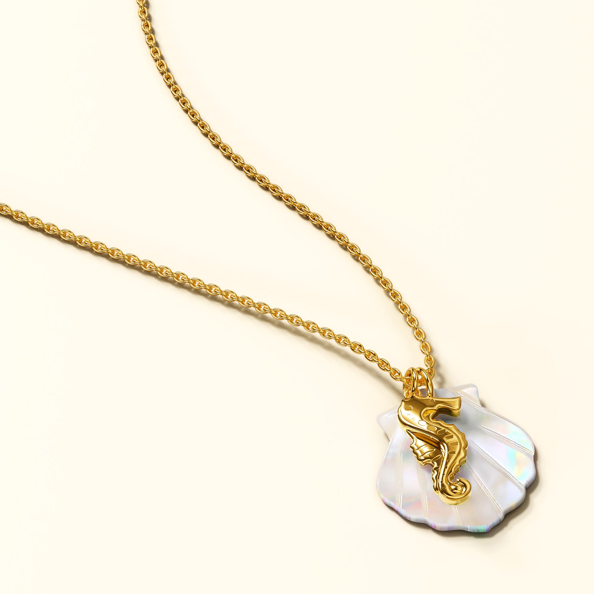 Pearl Shell & Gold Seahorse Necklace - Image 2