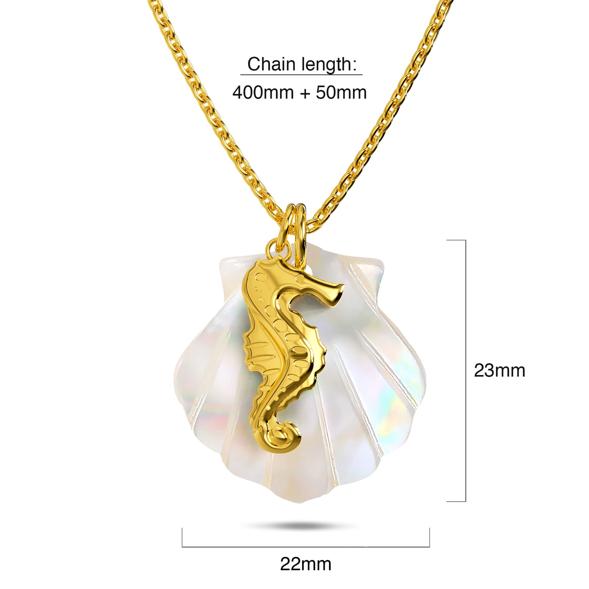 Pearl Shell & Gold Seahorse Necklace - Image 4