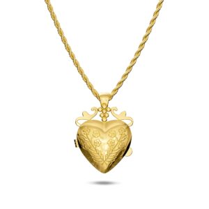 Floral Heart Photo Locket Necklace