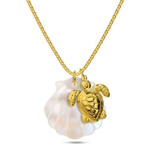 Pearl Shell & Gold Sea Turtle Necklace