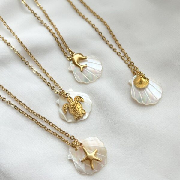 Dual Pearl & Gold Shell Necklace - Image 7