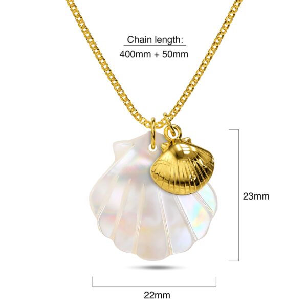 Dual Pearl & Gold Shell Necklace - Image 8
