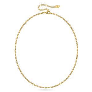 Paperclip Link Chain Gold Plated Necklace