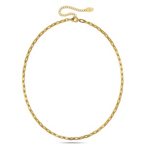 Flat Paperclip Link Chain Gold Plated Necklace