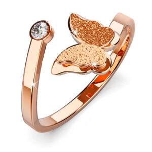 Mimsy Rose Gold Glitter Textured Butterfly Ring