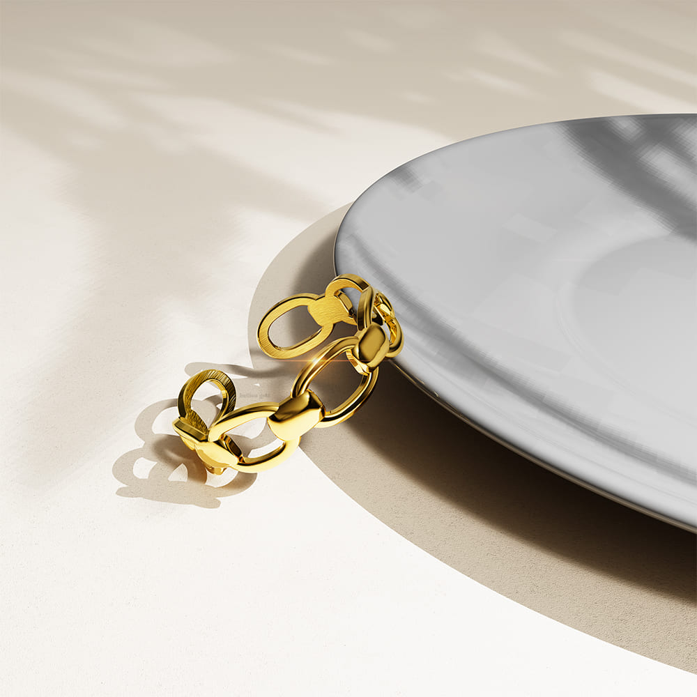 Adjustable Imperial Chain Link Ring in Gold - Image 10