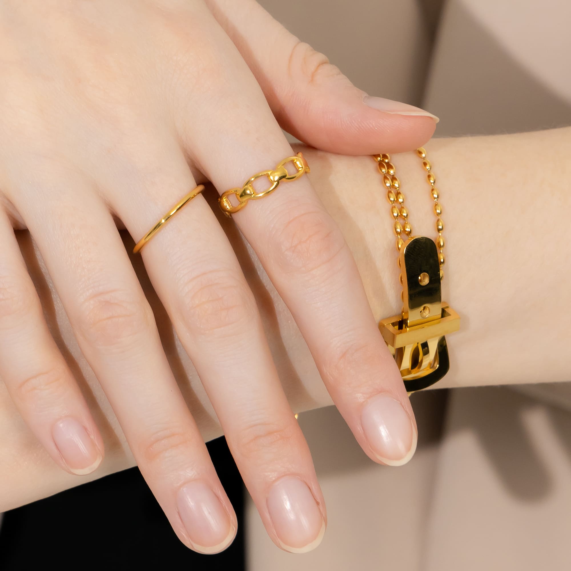 Adjustable Imperial Chain Link Ring in Gold - Image 8