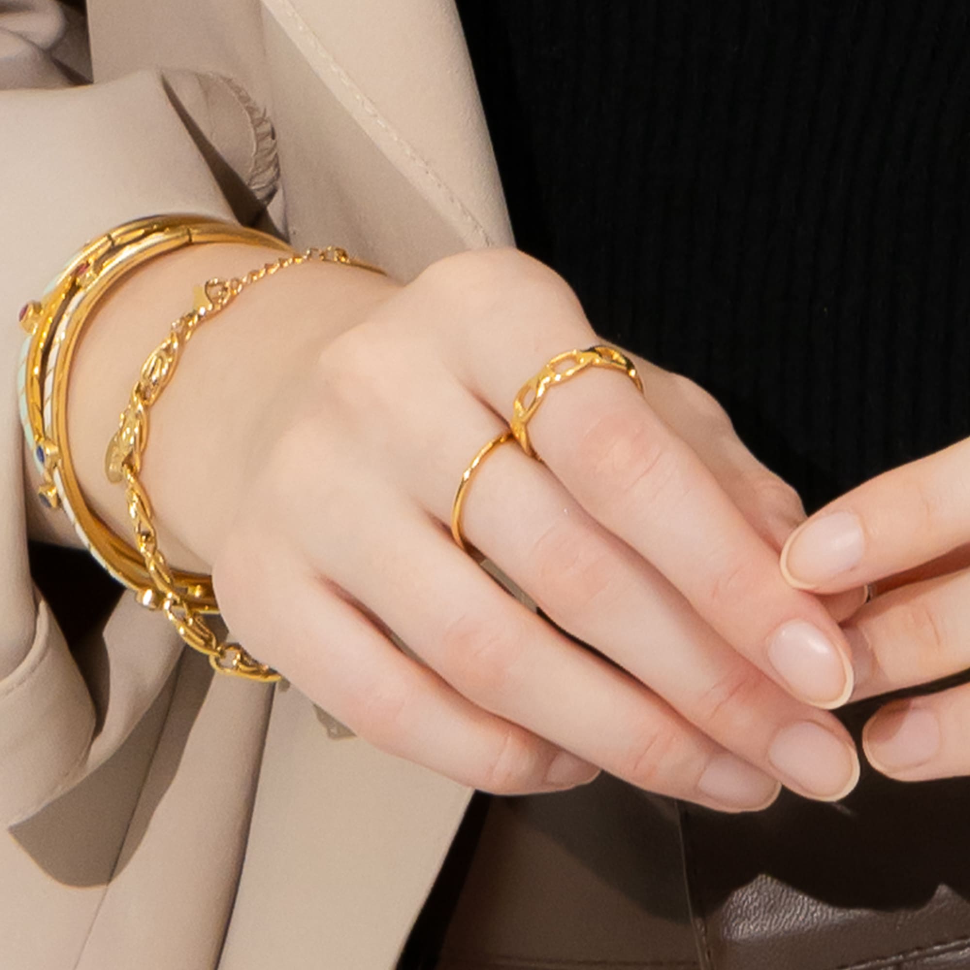 Adjustable Imperial Chain Link Ring in Gold - Image 5