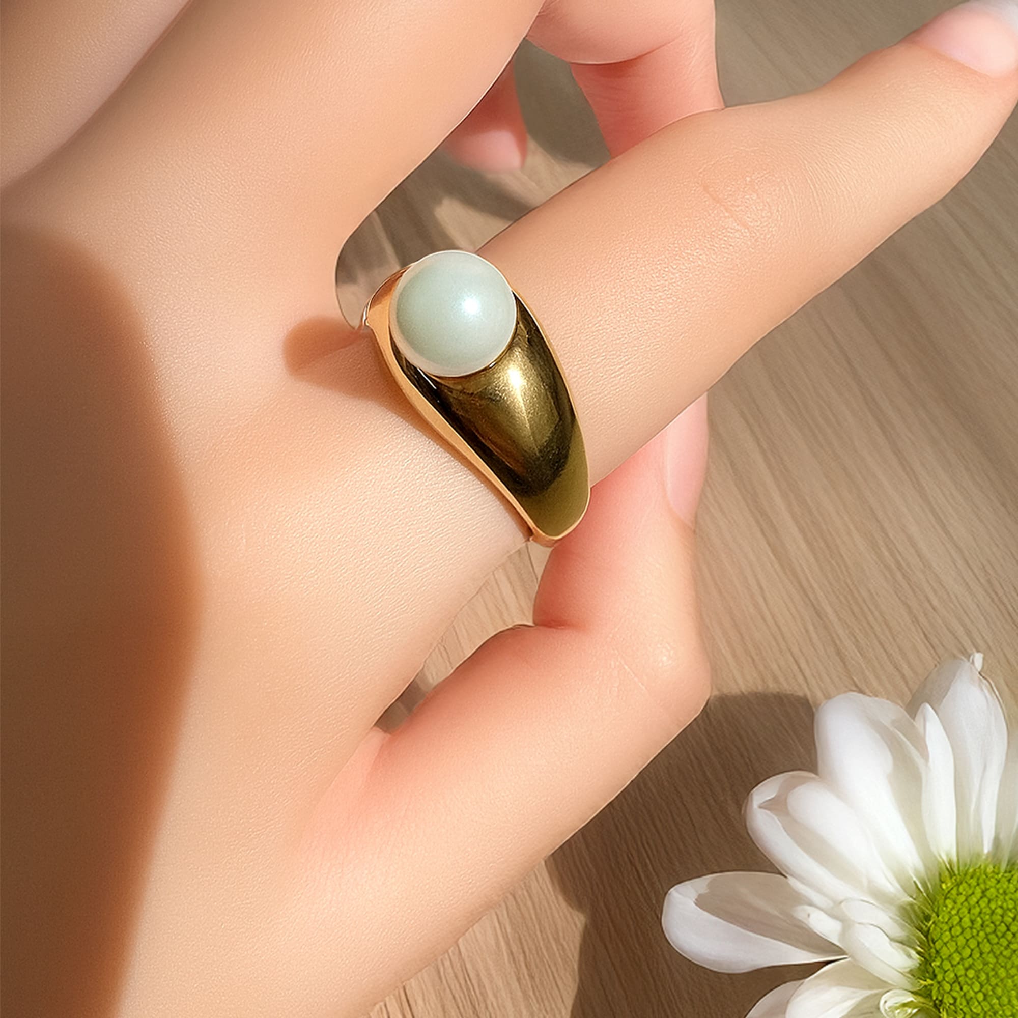 Pearl of the Sirens Gold Layered Ring - Image 4