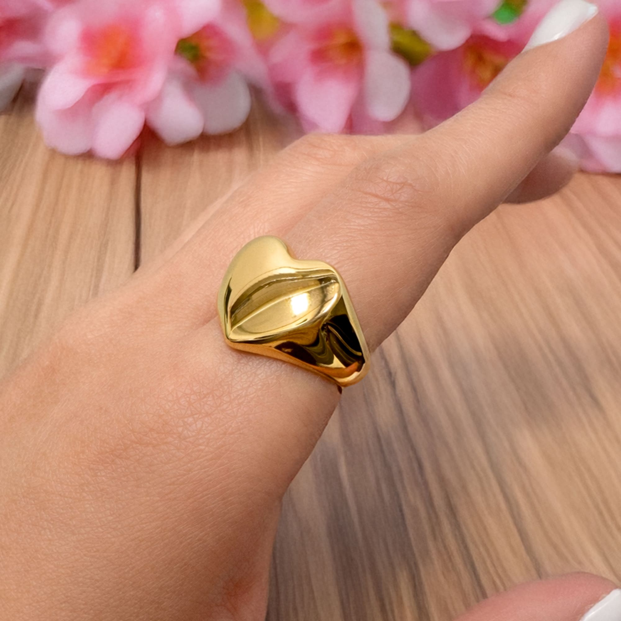 Heart's Desire Signet Gold Layered Ring - Image 10