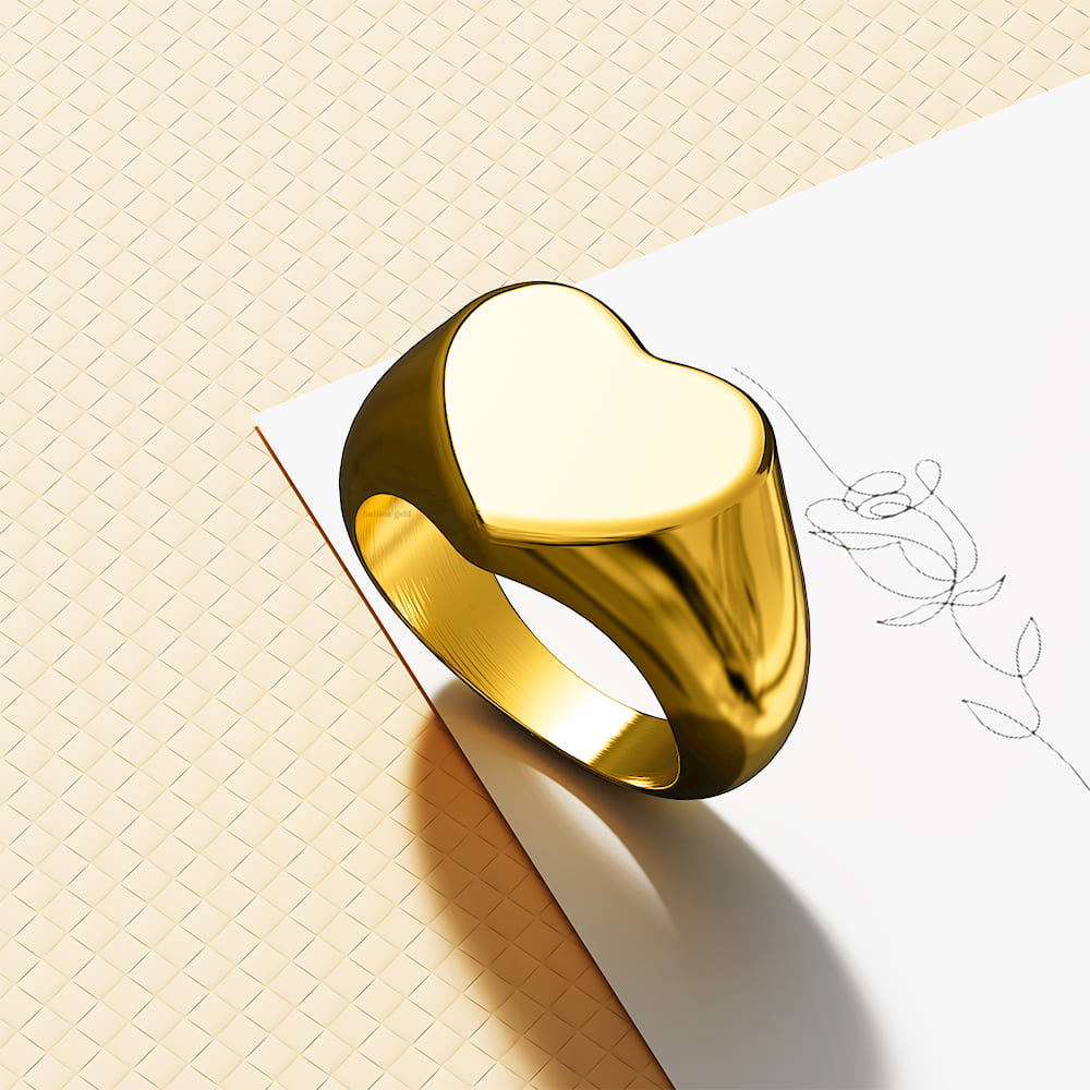 Heart's Desire Signet Gold Layered Ring - Image 3