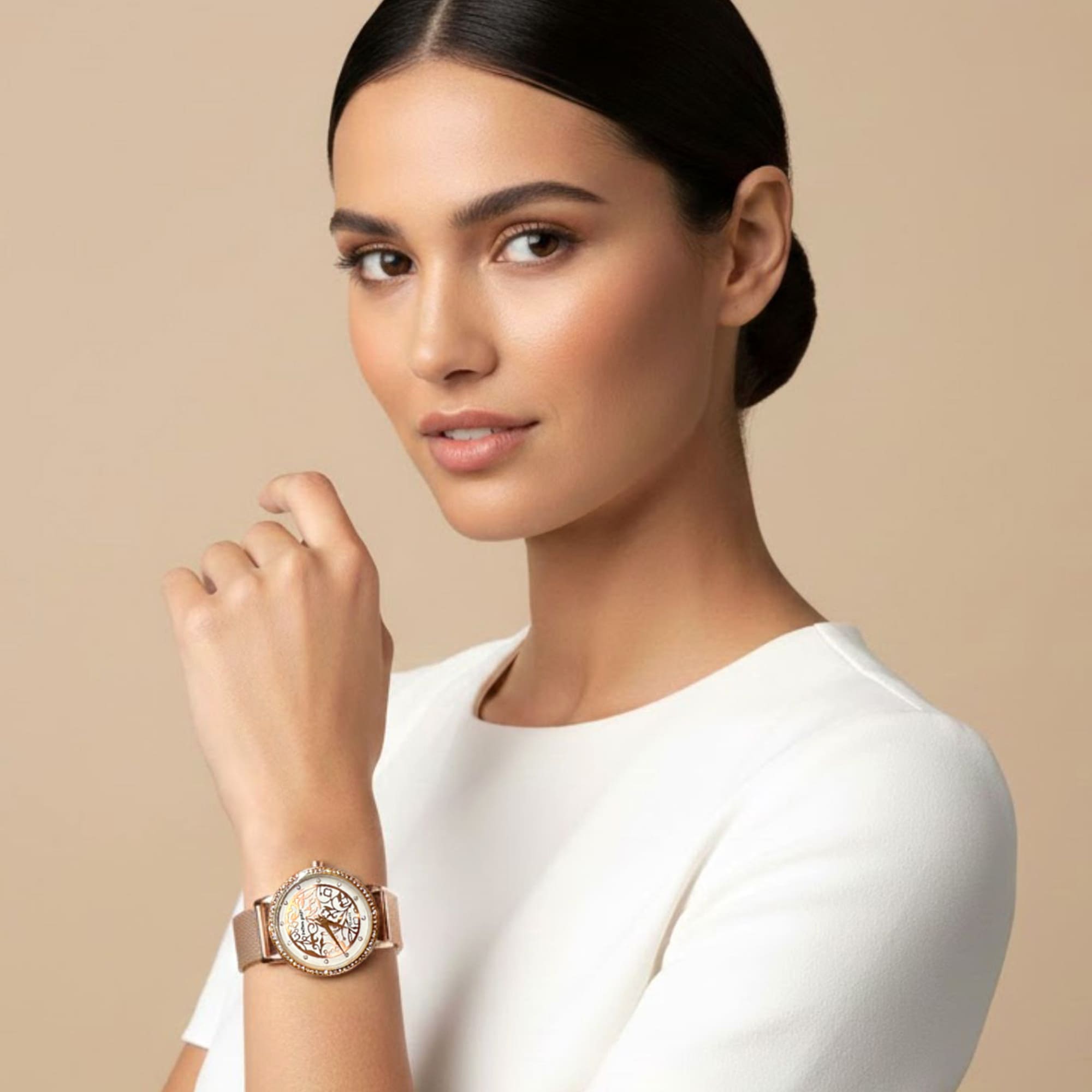Bullion Gold Elite Watch Embellished with Rhinestone - Rose Gold - Image 7