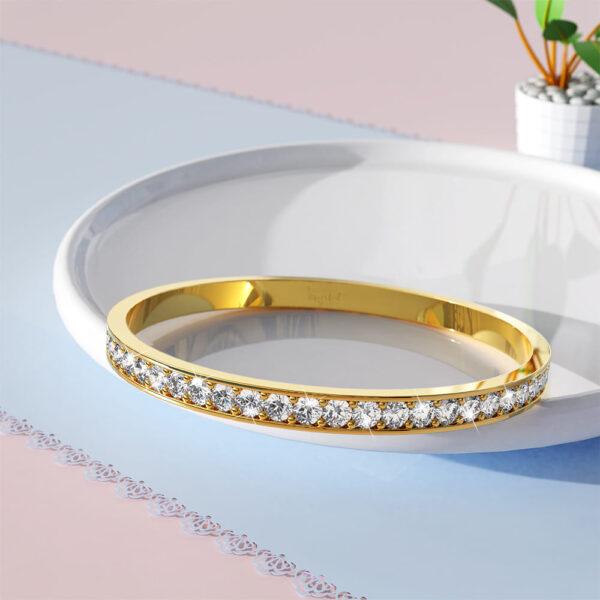 360 Classic Gold Bangle Embellished with SWAROVSKI® Crystals - Image 2