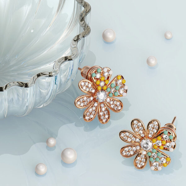 Cream Flora Stud Earrings - Image 3