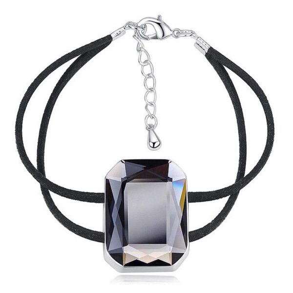 Emerald-Cut Crystal Double Strap Bracelet Embellished with SWAROVSKI® Crystals (Black)