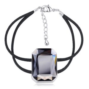 Emerald-Cut Crystal Double Strap Bracelet Embellished with SWAROVSKIÂ® Crystals (Black)