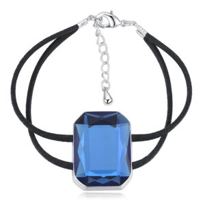 Emerald-Cut Crystal Double Strap Bracelet Embellished with SWAROVSKI® Crystals (Blue)
