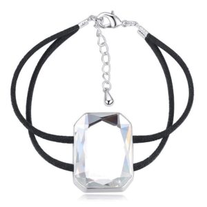 Emerald-Cut Crystal Double Strap Bracelet Embellished with SWAROVSKI® Crystals