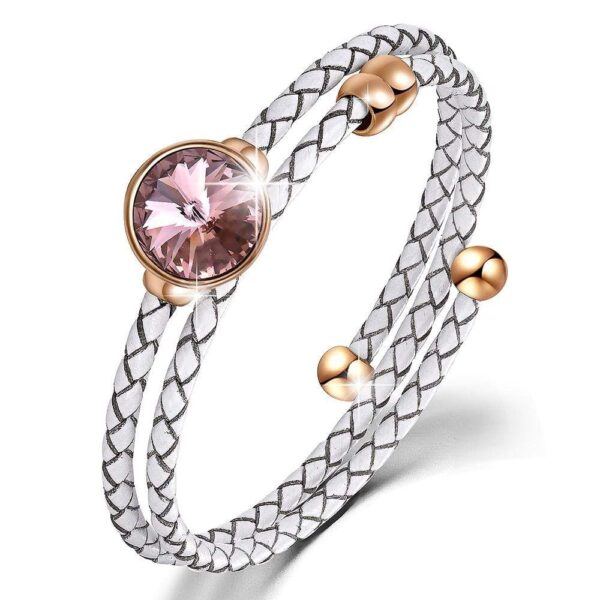 Precious Leather Wrap Bracelet White Embellished with SWAROVSKI® Crystals
