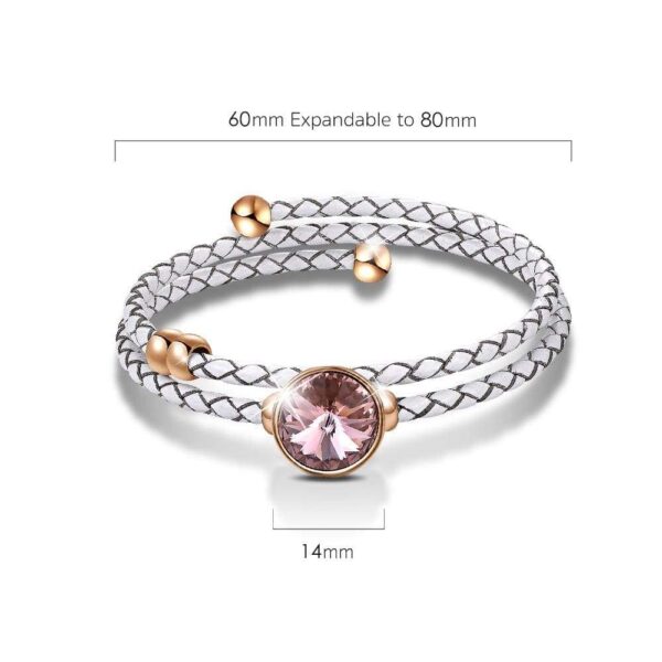 Precious Leather Wrap Bracelet White Embellished with SWAROVSKI® Crystals - Image 3