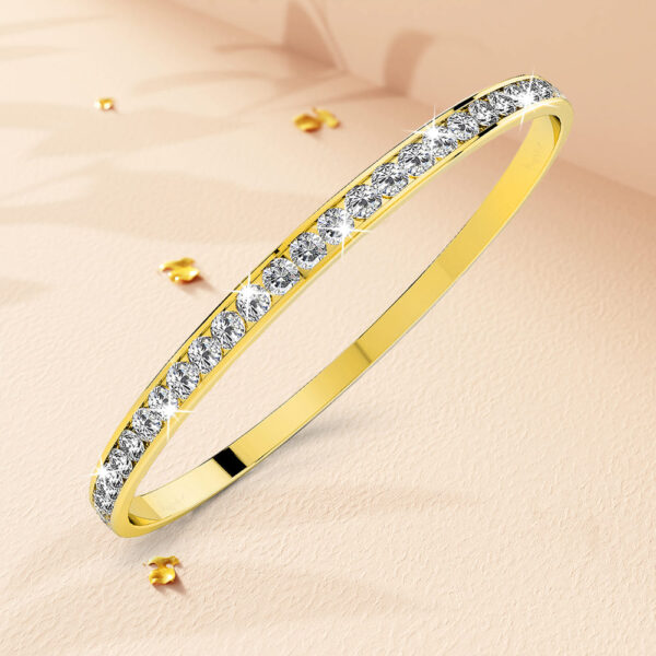 360 Classic Gold Bangle Embellished with SWAROVSKI® Crystals - Image 3