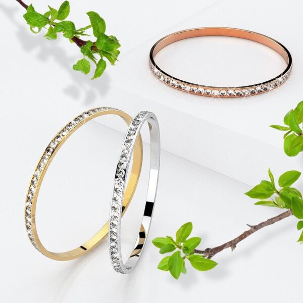 360 Classic Gold Bangle Embellished with SWAROVSKI® Crystals - Image 6