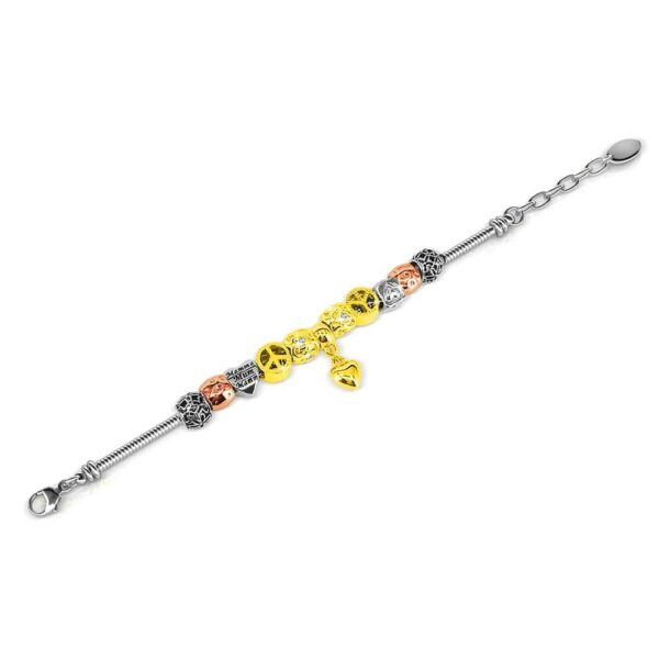 Tri Tone Heart-Shaped Beaded Bracelet Embellished with SWAROVSKI® Crystals - Image 3