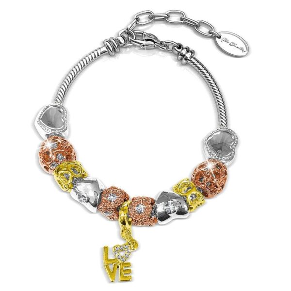 Tri Tone LOVE Beaded Bracelet Embellished with SWAROVSKI® Crystals - Image 2