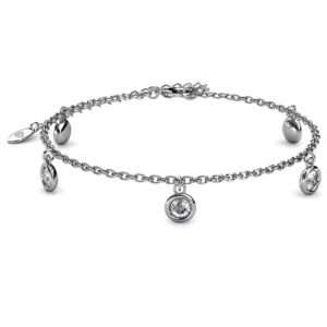 White Gold Drop Charm Bracelet Embellished with SWAROVSKI® Crystals