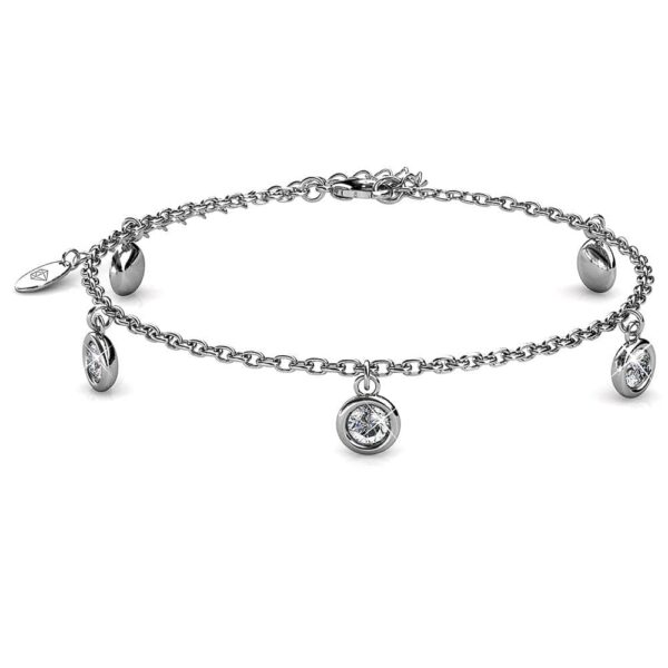 White Gold Drop Charm Bracelet Embellished with SWAROVSKI® Crystals