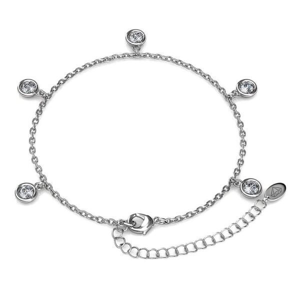 White Gold Drop Charm Bracelet Embellished with SWAROVSKI® Crystals - Image 3
