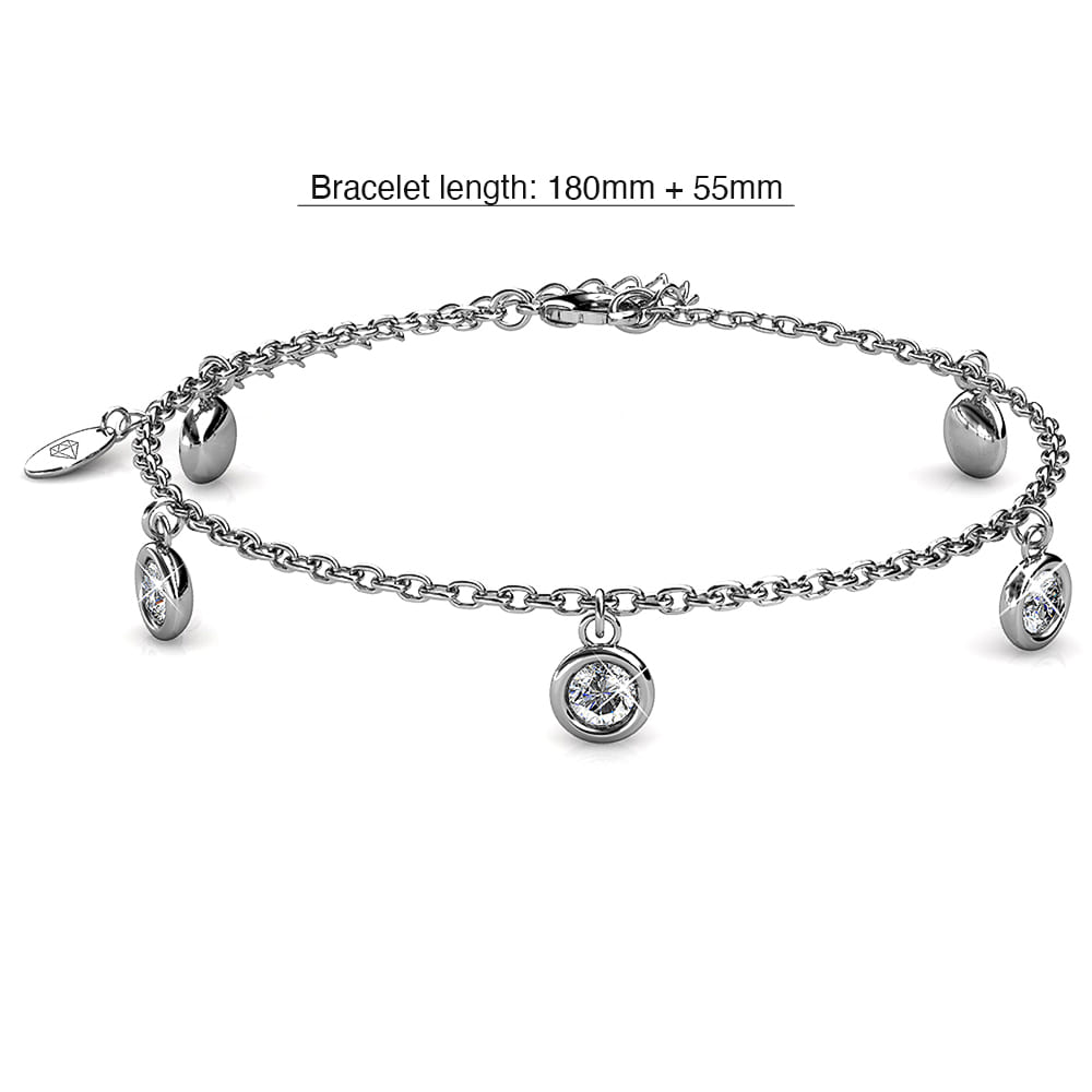 White Gold Drop Charm Bracelet Embellished with SWAROVSKI® Crystals - Image 5