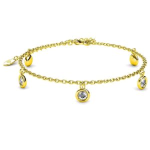 Yellow Gold Drop Charm Bracelet Embellished with SWAROVSKI® Crystals