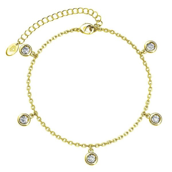 Yellow Gold Drop Charm Bracelet Embellished with SWAROVSKI® Crystals - Image 2