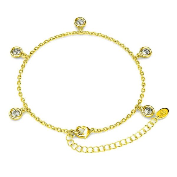 Yellow Gold Drop Charm Bracelet Embellished with SWAROVSKI® Crystals - Image 3