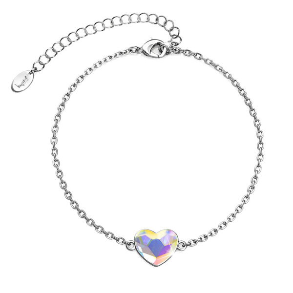 White Gold AB Heart Shaped Bracelet Embellished with Aurora Borealis SWAROVSKI® Crystal - Image 3