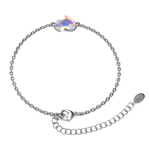 White Gold AB Heart Shaped Bracelet Embellished with Aurora Borealis SWAROVSKI® Crystal - Image 4