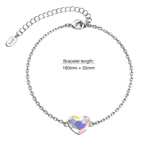 White Gold AB Heart Shaped Bracelet Embellished with Aurora Borealis SWAROVSKI® Crystal - Image 6
