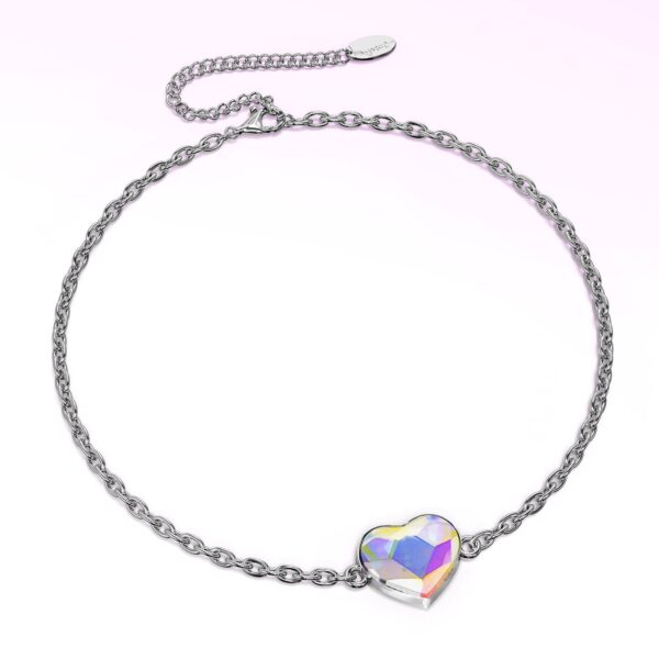 White Gold AB Heart Shaped Bracelet Embellished with Aurora Borealis SWAROVSKI® Crystal - Image 2