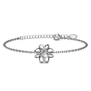 White Gold Blooming Flower Bracelet Embellished with SWAROVSKI® Crystals