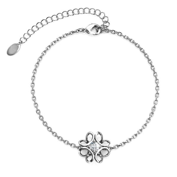 White Gold Blooming Flower Bracelet Embellished with SWAROVSKI® Crystals - Image 2
