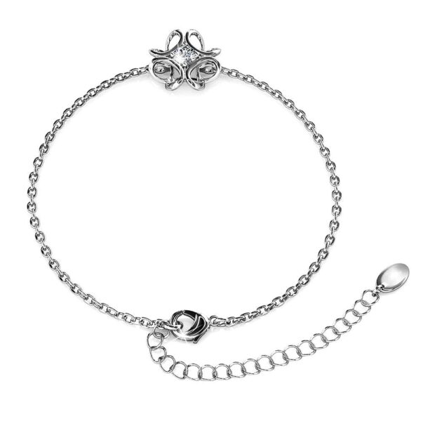 White Gold Blooming Flower Bracelet Embellished with SWAROVSKI® Crystals - Image 3