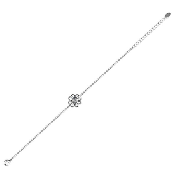 White Gold Blooming Flower Bracelet Embellished with SWAROVSKI® Crystals - Image 4