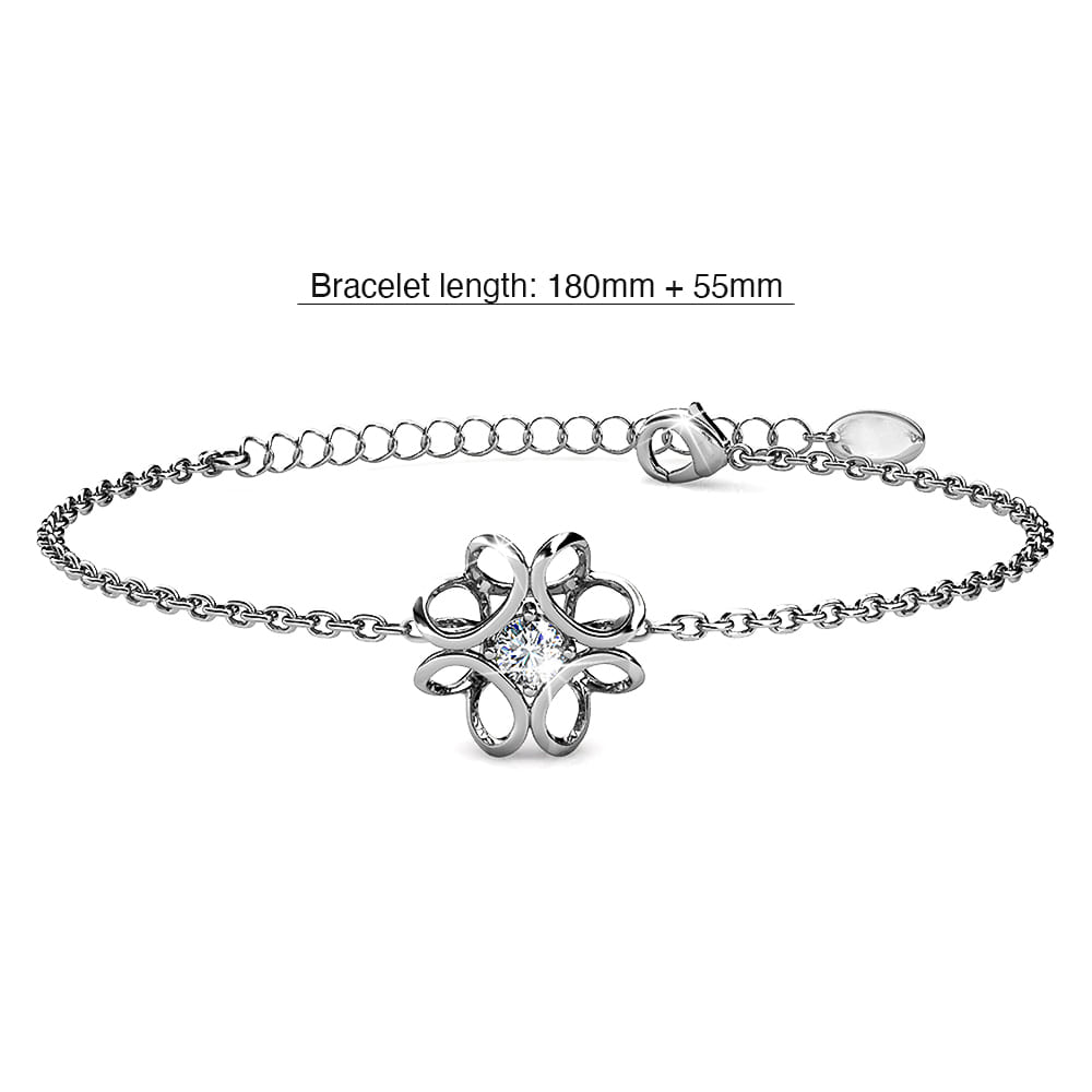 White Gold Blooming Flower Bracelet Embellished with SWAROVSKI® Crystals - Image 5
