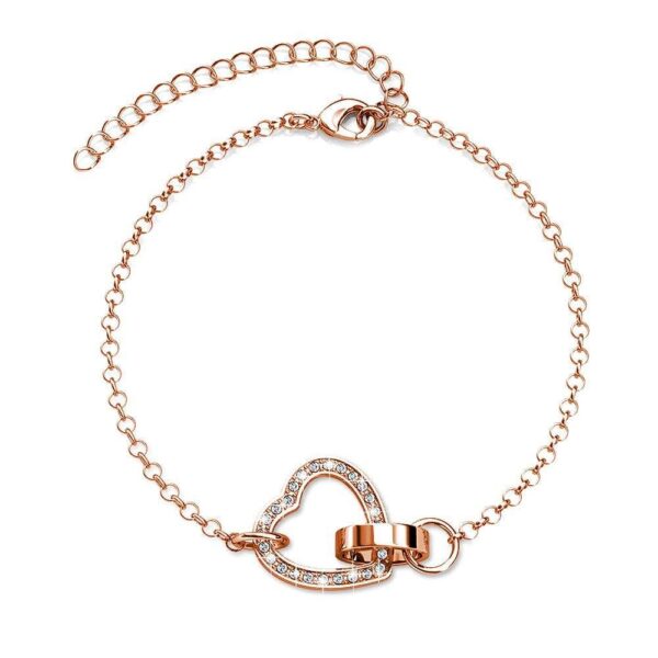 Rose Gold Interlocking Heart and Ring Necklace Embellished with SWAROVSKI® Crystals - Image 3