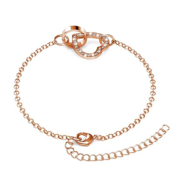 Rose Gold Interlocking Heart and Ring Necklace Embellished with SWAROVSKI® Crystals - Image 4