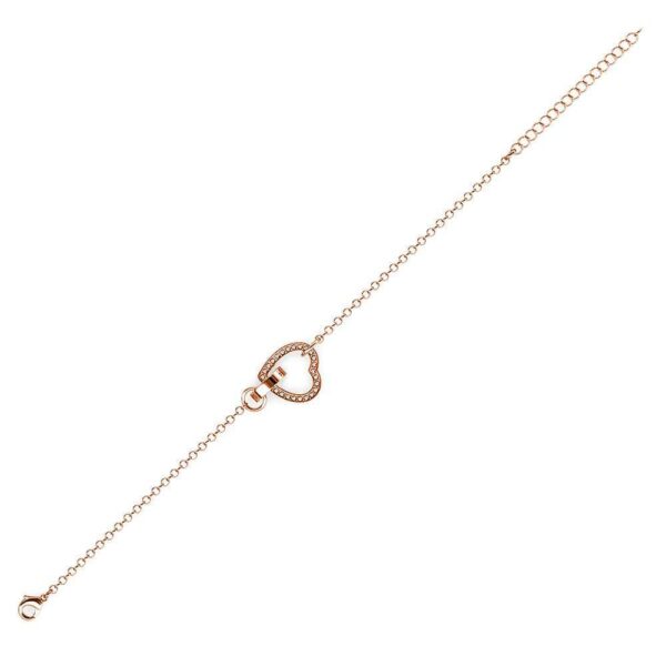 Rose Gold Interlocking Heart and Ring Necklace Embellished with SWAROVSKI® Crystals - Image 5